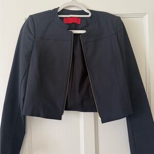 Tamara Mellon Black Cropped Moto Jacket